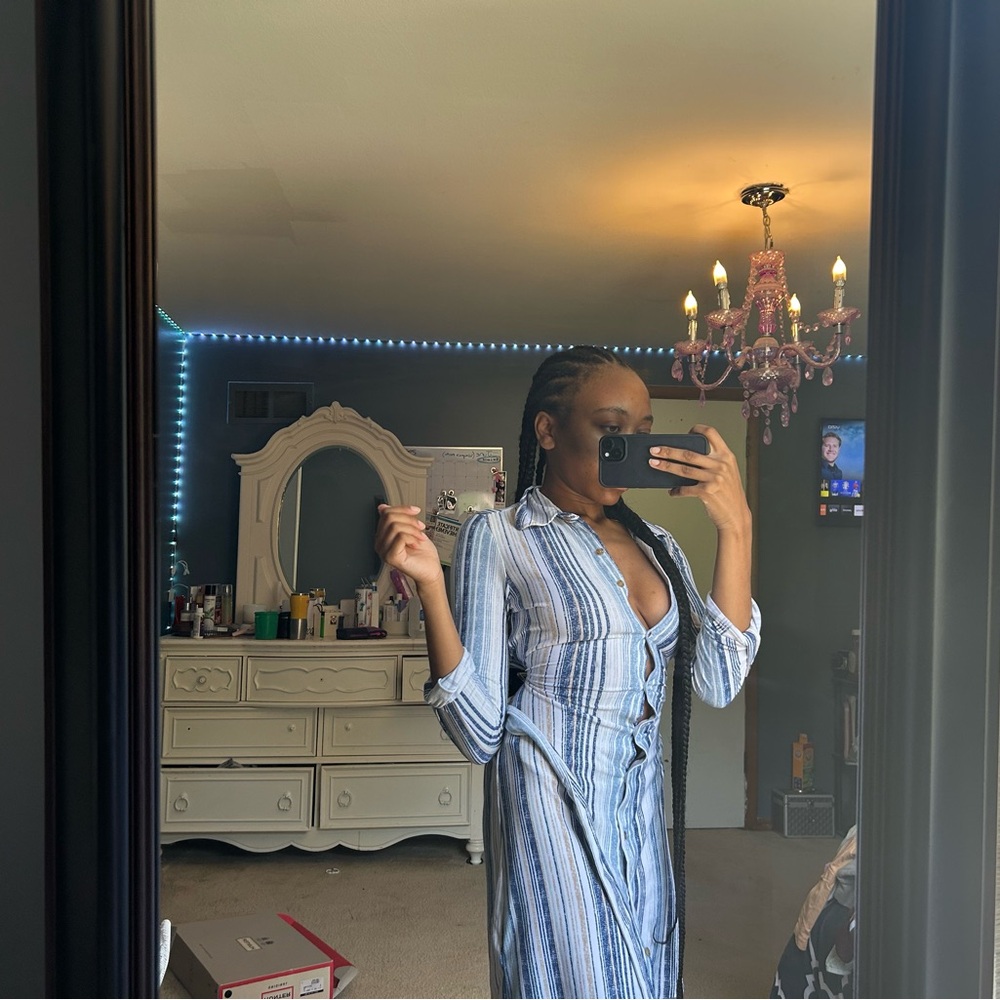Blue striped dress